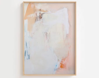 モダン抽象ウォールアート：ネイビー、オレンジ、ベージュ（キャンバス