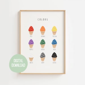 Affiche Couleurs, Impression Couleurs, Affiche de classe, Décoration murale pour chambre d'enfant, Affiche éducative, Affiche Montessori, Téléchargement numérique