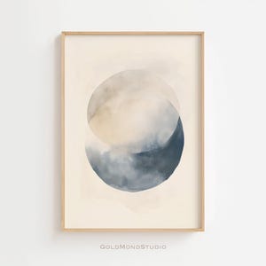 Blue Beige Abstract Watercolor Art Print - Printable Wall Decor for Living Room and a gift for her and home, home decor, DIGITAL DOWNLOAD