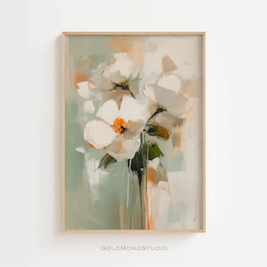 Abstract Floral Acrylic Poster Green - Minimalist art print - Printable Contemporary Wall Decor - Living Room - Wall Art - DIGITAL DOWNLOAD