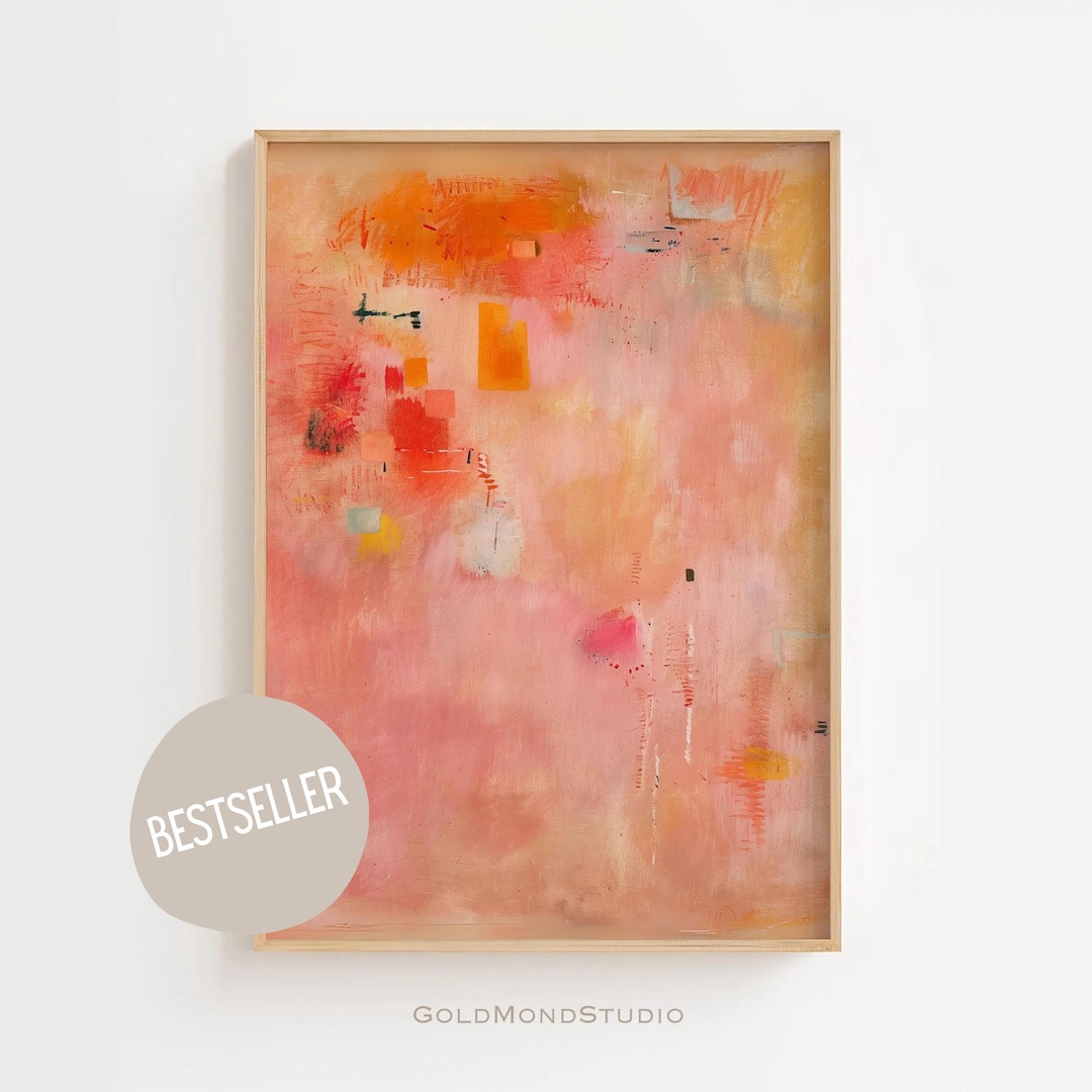 Modern Orange Pink Abstract Wall Art - Printable Wall Art - Minimalist ...