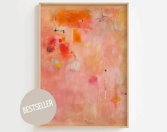 Pôster abstrato rosa e laranja - Impressão artística - Decoração de parede - Arte de parede - Decoração para casa - Arte moderna minimalista - Arte de parede - DOWNLOAD DIGITAL