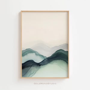 Sage Green Abstract Watercolor Art Print - Printable Wall Decor for Living Room and a gift for her or home, DIGITAL DOWNLOAD