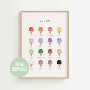 Poster a colori, stampa a colori, poster per l'aula, arte della parete della scuola materna, poster educativo, poster MONTESSORI, download digitale