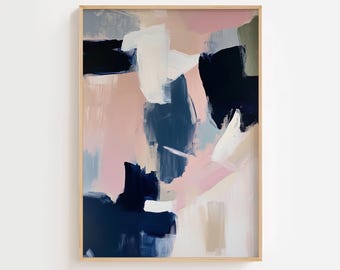 Blue Pink Modern Abstract Wall Art - Printable Wall Art - Minimalist art print Wall Decor Contemporary Living Room Art - DIGITAL DOWNLOAD
