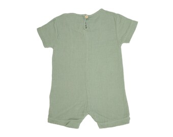 Veelzijdig comfort: 100% biologische mousseline baby-jumpsuit - Stijlvolle en ademende babykleding voor elk avontuur