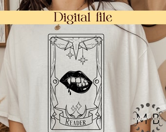 Smut Reader Tarot Card SVG: Booktok Vampire Lips (Digital File)