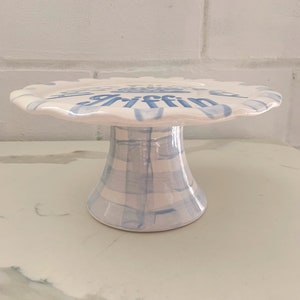 Personalized Cake Stand // boys First Birthday or Smash Cake Stand // grand millennial// preppy // blue white // gingham image 5
