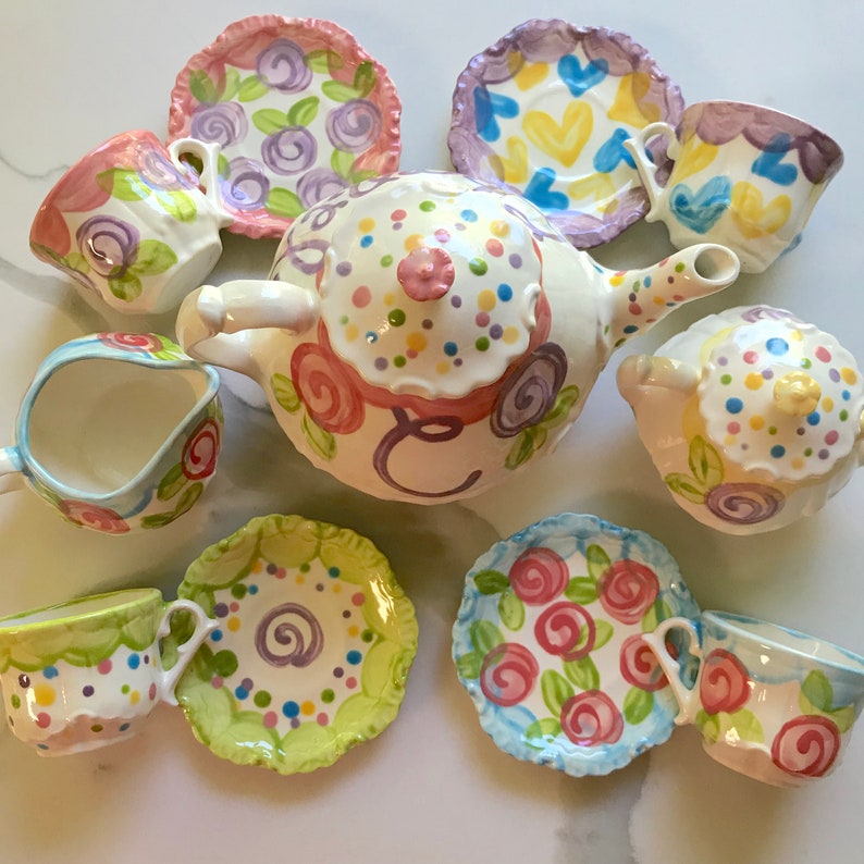 Whimsical MixNMatch Tea Party tea set Personalized Little Etsy