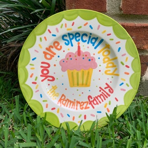 You Are Special Today cupcake and sprinkles family plate for all your special occasions
