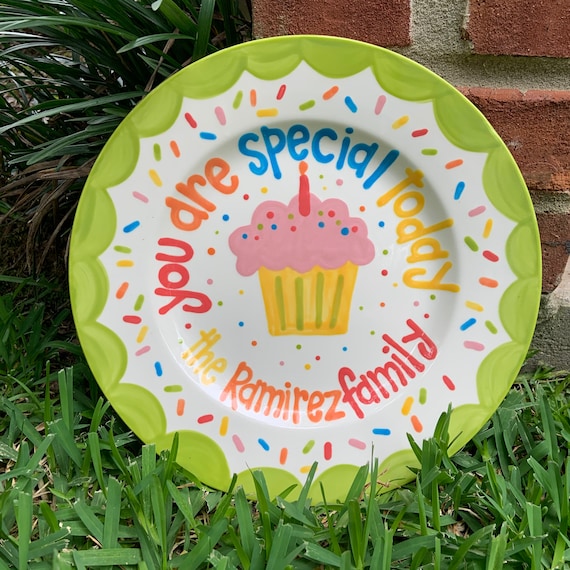 You Are Special Today cupcake and sprinkles family plate for all your special occasions