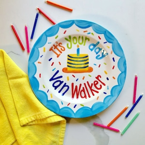 Boys Birthday Plate // Its Your Day Personalized First Birthday Plate, Custom handpainted // it’s your day // birthday cake