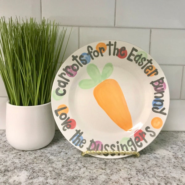 Carrots for Easter Bunny personalized plate // happy Easter // Easter Decor