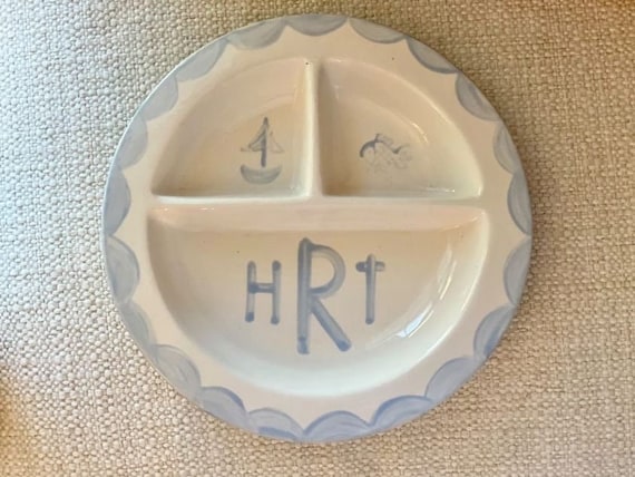 Monogrammed baby plates deals