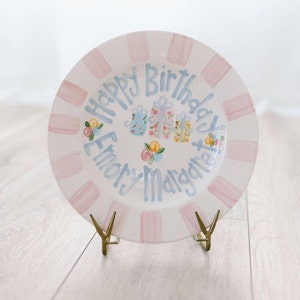 Girls Birthday Plate // Floral Present Personalized First Birthday Plate Plate, Custom handpainted