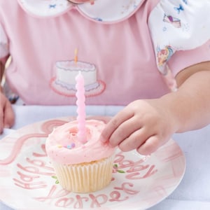 Personalized Birthday Plate, Hand-Painted Ceramic Heirloom bows, gingham and pedestal cake bild 5