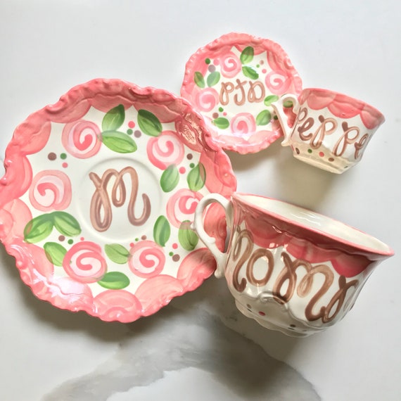 Mommy and Me tea for two matching tea cup sets. . . Valentine's Day, Mother's Day Gift, Grandparents Day Il_570xn