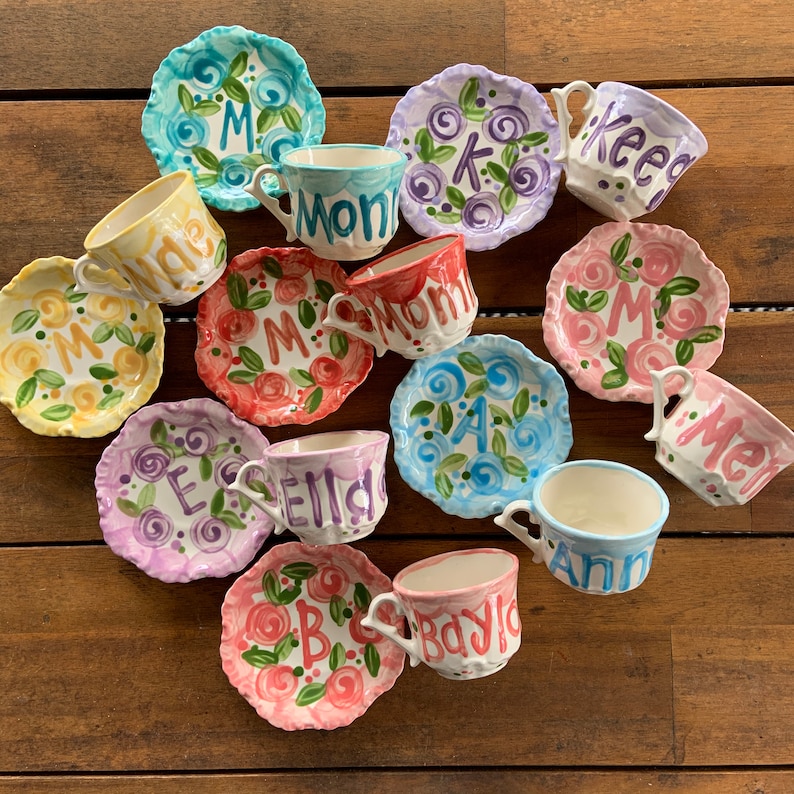Tea Party Favors // Personalized Tea Cups Handpainted.. . . Etsy