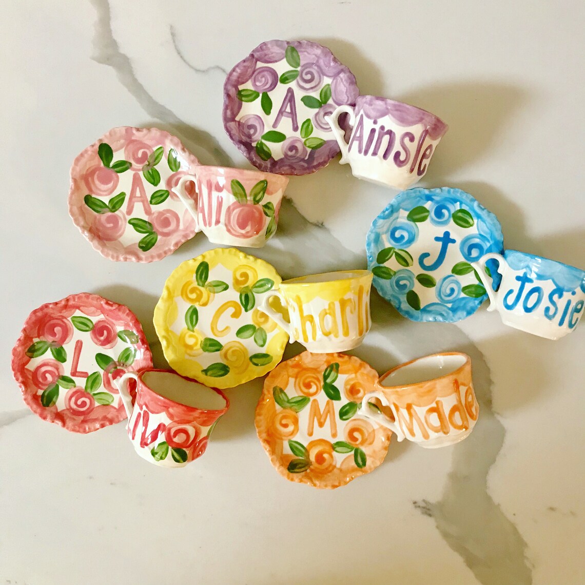 Tea Party Favors // Personalized Tea Cups Handpainted.. . . Etsy