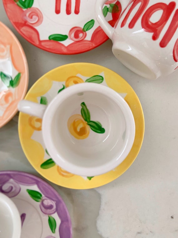 Tea Party Favors // Personalized Tea Cups Handpainted.. . . Happy Colorful Flowers . . Lovely for tea parties and showers. . .