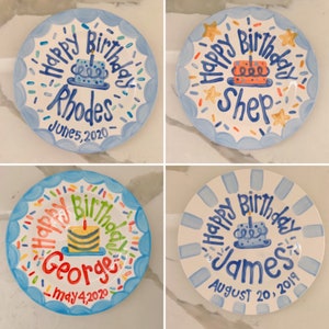 Boys Birthday Plate // Scallops & confetti Personalized First Birthday Plate, Custom handpainted // its your day // birthday cake image 8