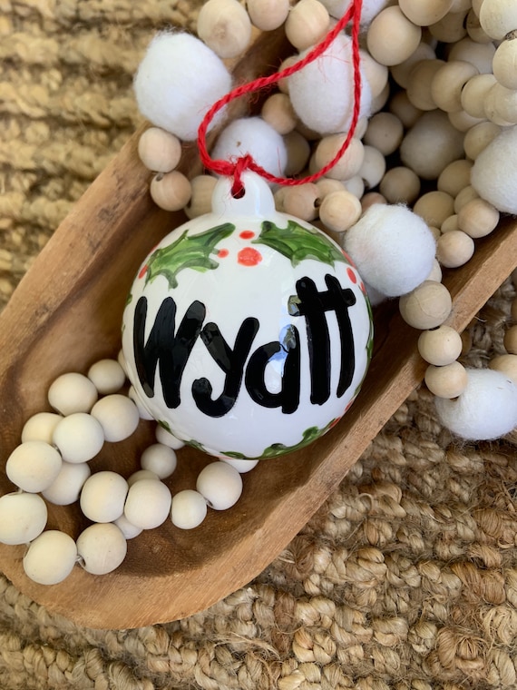 Simple, Modern Wreath Baby’s 1st Christmas ceramic ornament / For This Child I have prayed / personalized