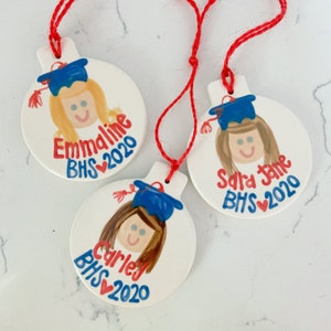 Graduation gift Personalized Christmas ornament / class of 2023 Graduate Christmas / Happy Faces / ceramic / high school college grad gift