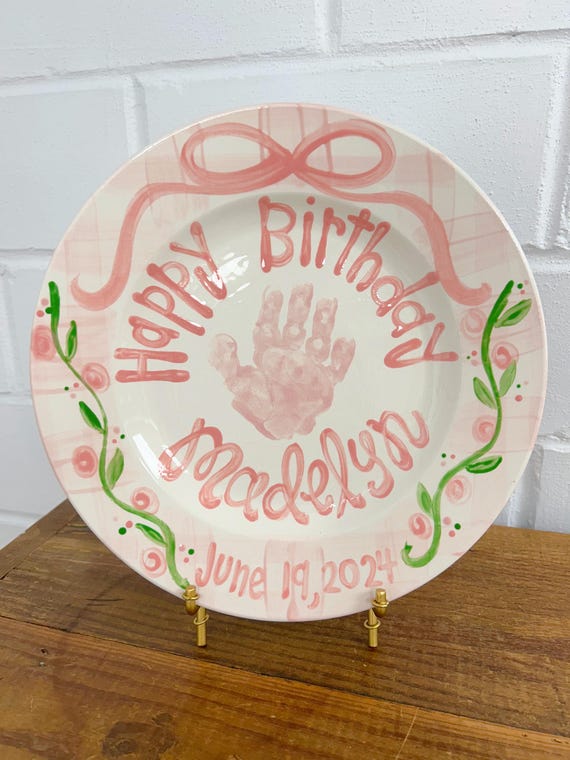 Handprint First Birthday Plate: Custom Ceramic Keepsake