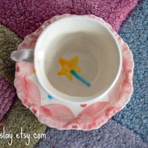 Polka Dots Personalized Child's Sized Handpainted Tea Cup and Saucer, Tea Party Favor image 6