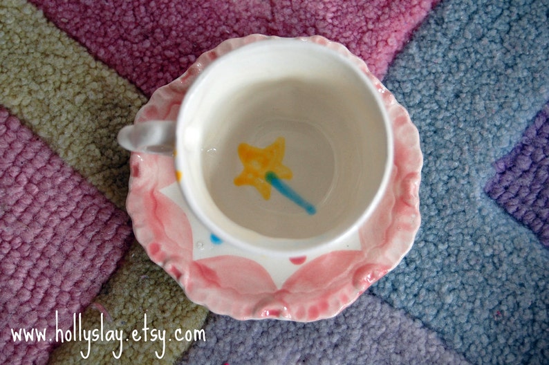 Polka Dots Personalized Child's Sized Handpainted Tea Cup and Saucer, Tea Party Favor image 6