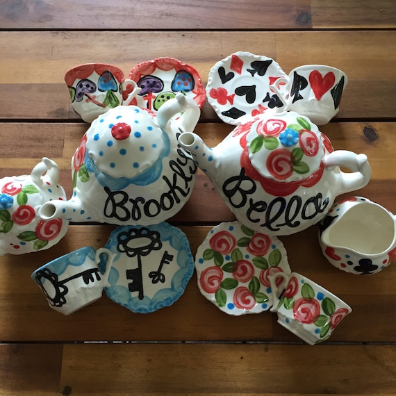 Mushroom Tea Set Hand Painted Personalised Tea Set for Wedding