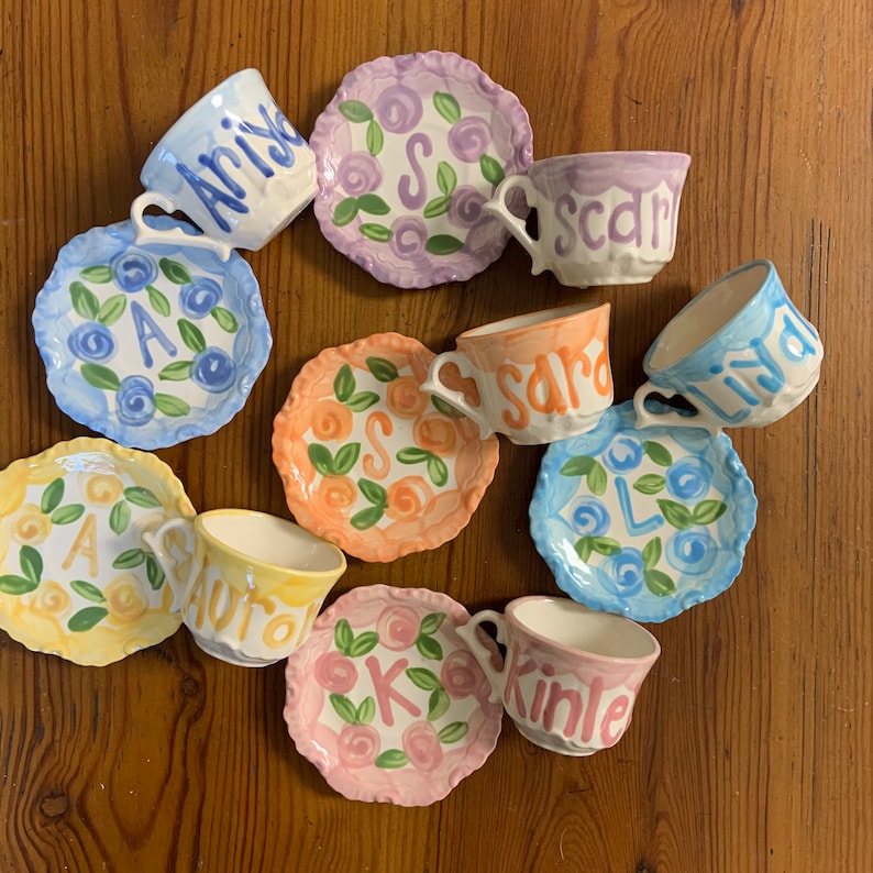 Tea Party Favors // Personalized Tea Cups Handpainted.. . . Etsy