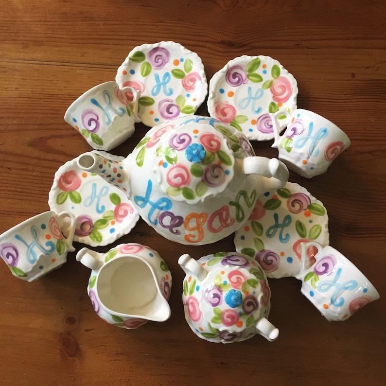 Colorful Flowers Tea Set Personalized Little Girl's Tea Etsy
