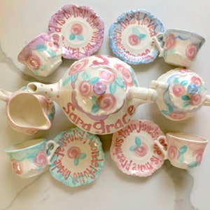 Bible Verse Tea set Personalized for Little girls //  child&#39;s sized Tea Set, Handpainted, Custom, Personalized
