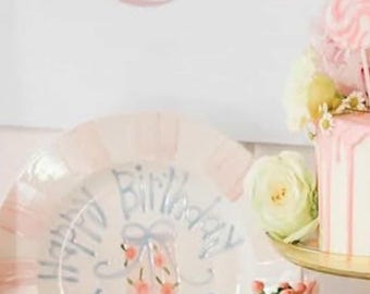 Girls Birthday Plate // Floral Present Personalized First Birthday Plate Plate, Custom handpainted