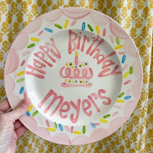 Girls Birthday Plate // Pastel Colors Scallops and dots Personalized First Birthday Plate Plate, Custom handpainted, ceramic kiln fired image 12