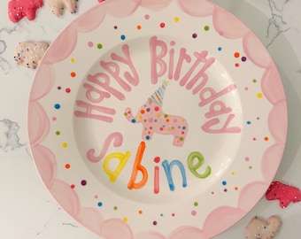 Gefrosteter Geburtstagsteller mit Keksen, in rosa und weiß // 1 Geburtstag // in blau und weiß // Smash Cake // 1.Geburtstag