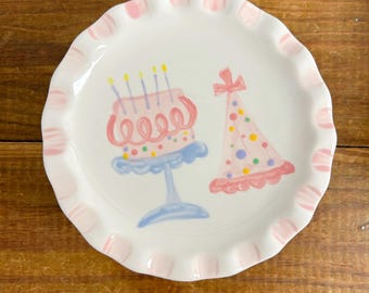 Personalized Party Hat  Smash Cake Stand // Handpainted First Birthday Smash cake session // party hat and whimsical cake
