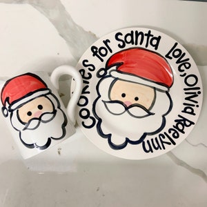 Cookies and milk for Santa personalized plate & mug / Christmas Plate