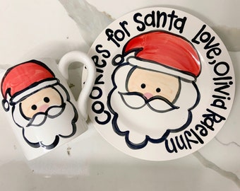 Cookies and milk for Santa personalized plate & mug / Christmas Plate