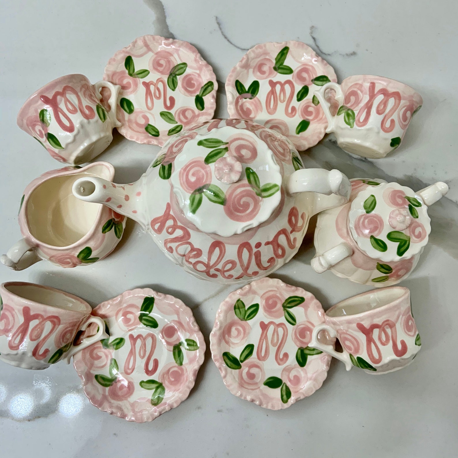 Tea set Personalized for Little girls // child's sized Etsy