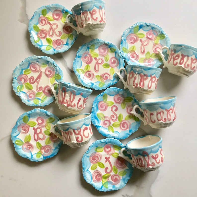 Tea Party Favors // Personalized Tea Cups Handpainted.. . . Etsy