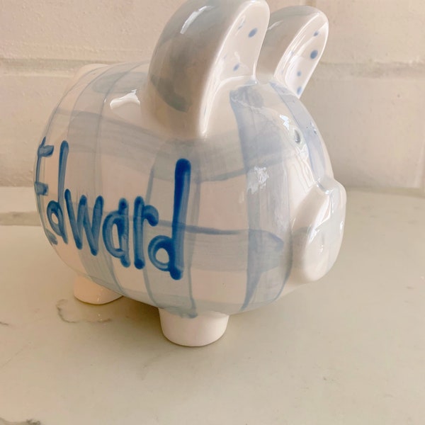 Gingham Preppy Piggy Bank