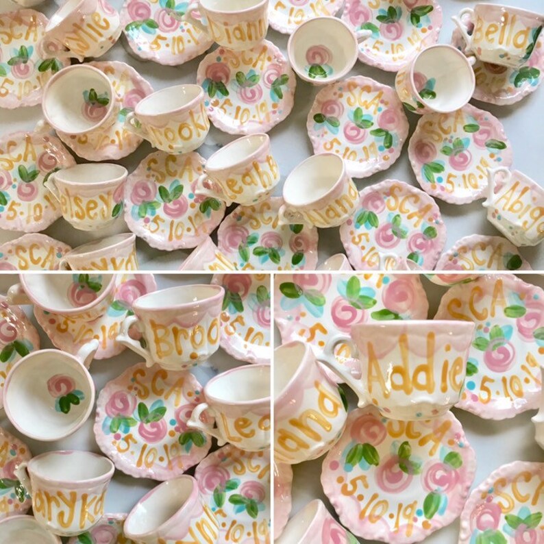 Tea Party Favors // Personalized Tea Cups Handpainted... Etsy