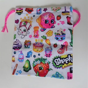 Shopkins Drawstring Bag, children crayons bag, kids storage bag, birthday goody bags, reusable fabric bag, gift bags image 2