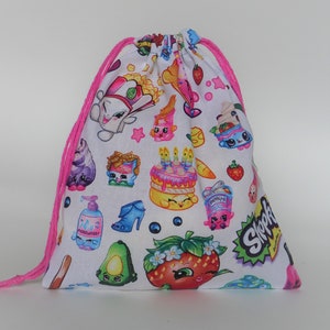 Shopkins Drawstring Bag, children crayons bag, kids storage bag, birthday goody bags, reusable fabric bag, gift bags image 3