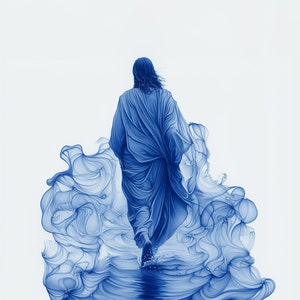 Jesus Walking on Water Print: Christian Bible Verse Art (Digital Download)