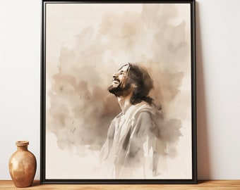 Jesus Laughing Art Print: Trendy Christian Home Decor (Digital Download)