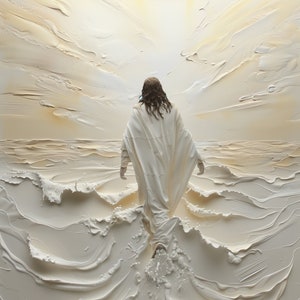 Jesus Walking on Water | Digital Download | Modern religious wall art  | Gift Trendy | Living Room Home Decor | Christian Print