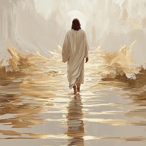 Jesus Walking on Water Art Print: Modern Christian Home Decor (Digital Download)